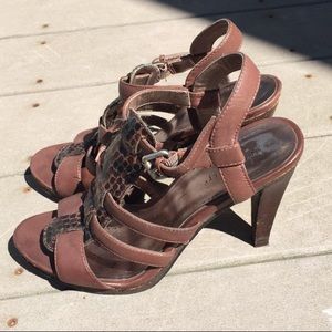 nine west brown gladiator heels